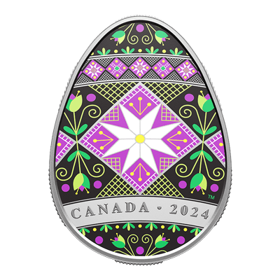 A picture of a 2024 $20 Fine Silver Coin - Pysanka